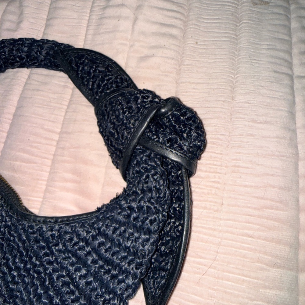 Josie poolside Black Woven Knot Handle Women's Bag - Picture 3 of 5